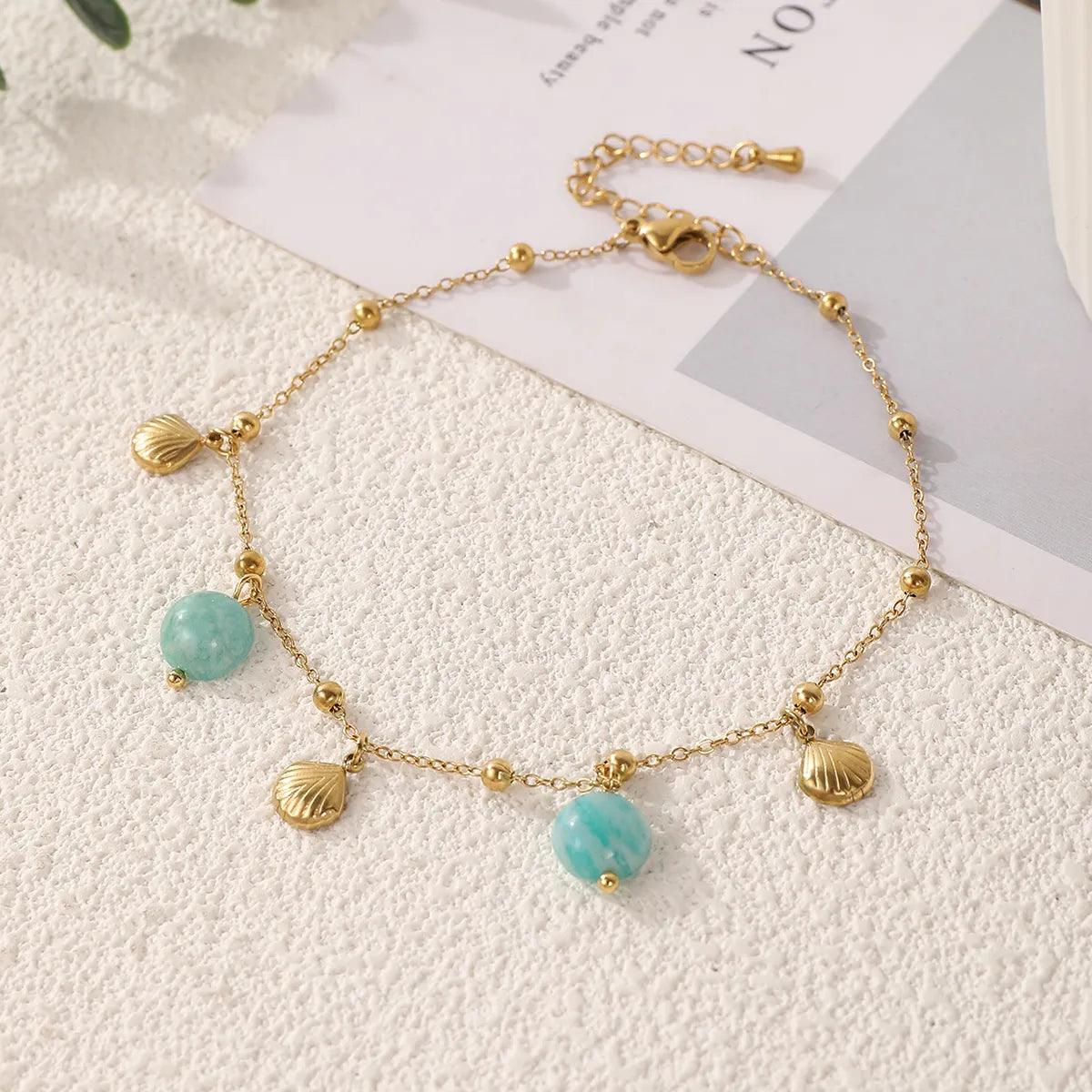 Wholesale Jewelry Casual Elegant Vacation Scallop Shell 304 Stainless Steel 18K Gold Plated Plating Anklet