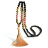 Wholesale Jewelry Casual Geometric Natural Stone Cotton Beaded Tassel Long Necklace