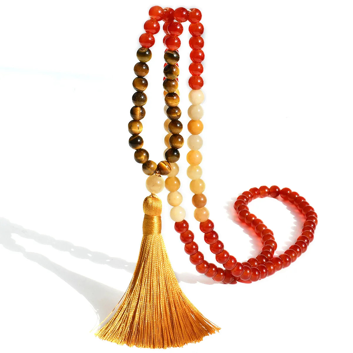 Wholesale Jewelry Casual Geometric Natural Stone Cotton Beaded Tassel Long Necklace