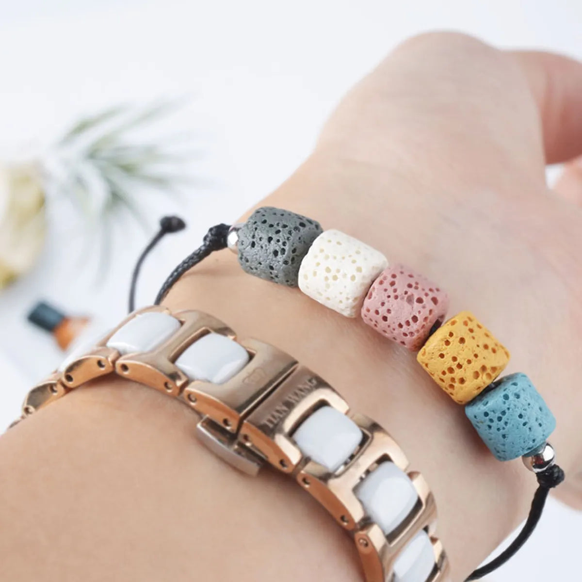 Wholesale Jewelry Casual Geometric Volcanic Rock Rope Bracelets