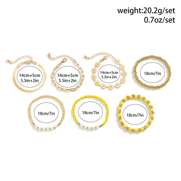 Wholesale Jewelry Casual Hawaiian Bohemian Pentagram Heart Shape Daisy CCB Alloy Soft Clay Beaded Knitting Bracelets