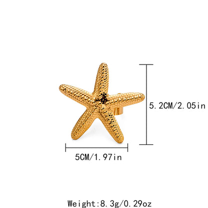 Wholesale Jewelry Casual Hawaiian Vacation Starfish 304 Stainless Steel 14K Gold Plated Plating Rings Earrings