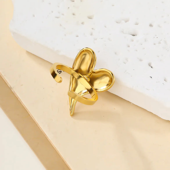 Wholesale Jewelry Casual Heart Shape 304 Stainless Steel 18K Gold Plated Plating Rings