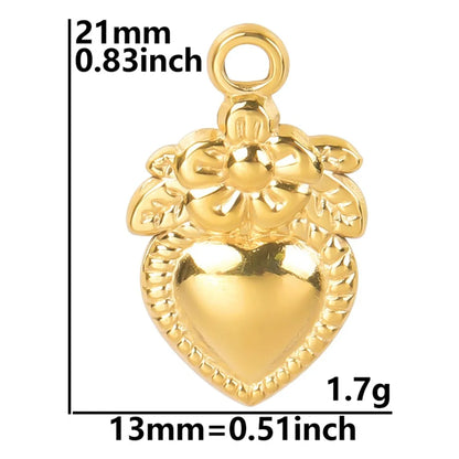 Wholesale Jewelry Casual Heart Shape Flower 304 Stainless Steel 18K Gold Plated Pendant Necklace Necklace Pendant