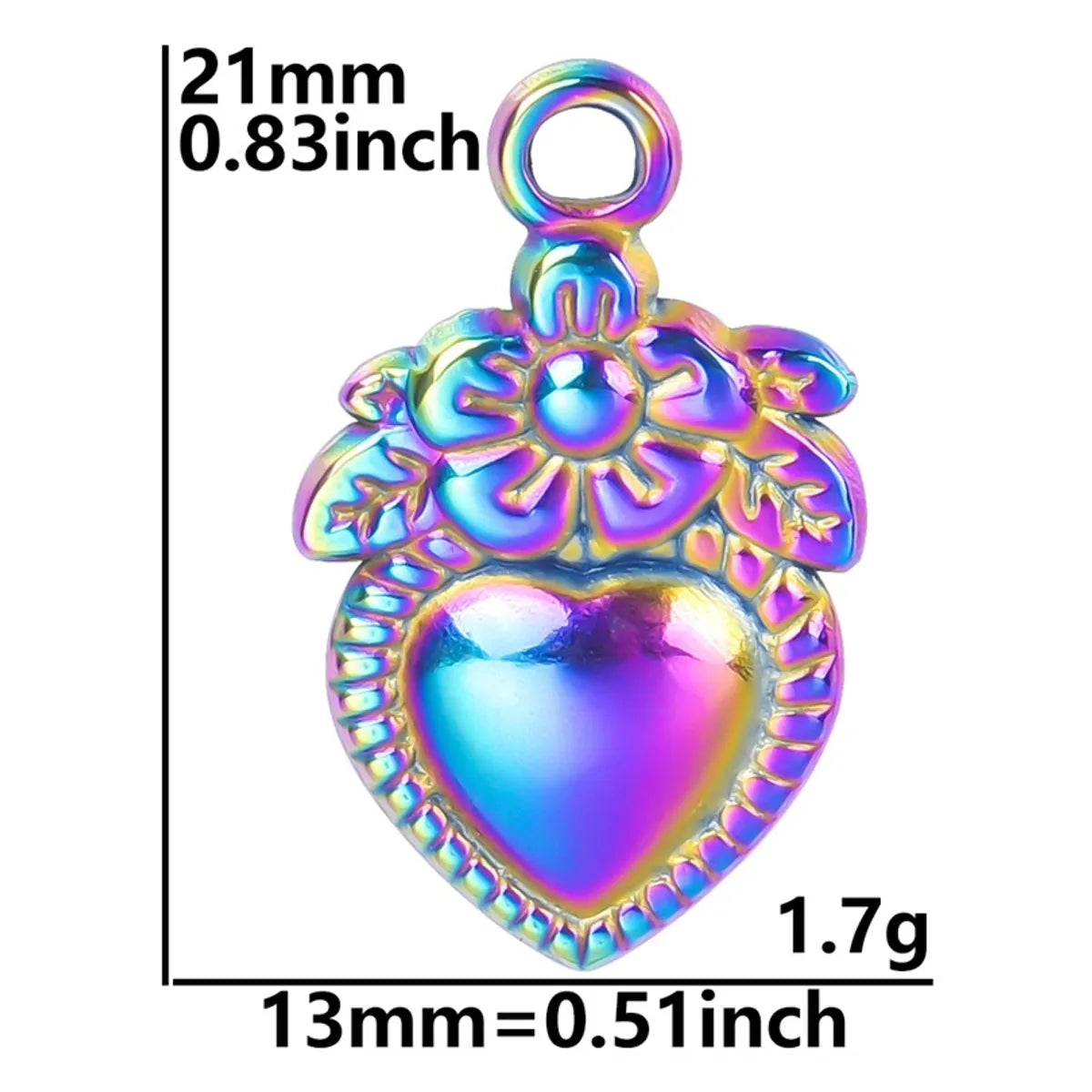 Wholesale Jewelry Casual Heart Shape Flower 304 Stainless Steel 18K Gold Plated Pendant Necklace Necklace Pendant