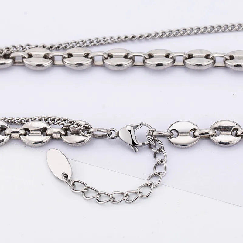 Wholesale Jewelry Casual Hip-Hop Cool Style Geometric 304 Stainless Steel Asymmetrical Polishing Necklace