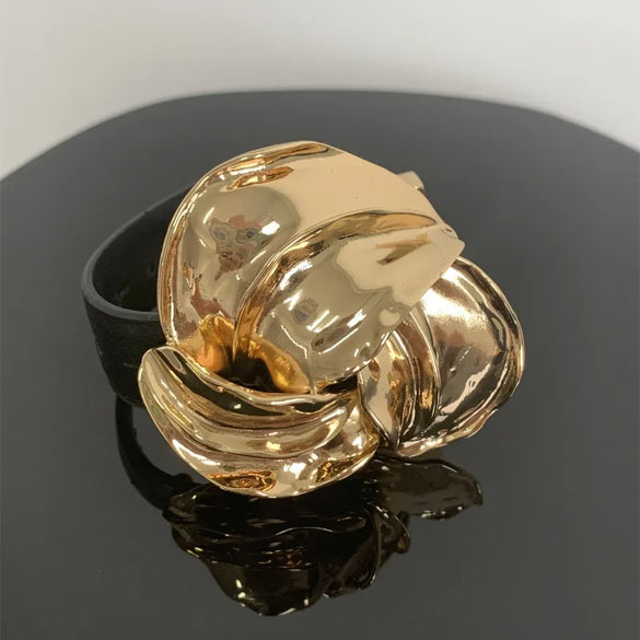 Wholesale Jewelry Casual Hip-Hop Retro Flower Pu Leather Alloy Gold Plated Silver Plated Patchwork Plating Metal Wristband