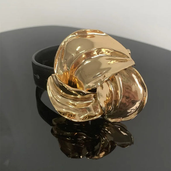 Wholesale Jewelry Casual Hip-Hop Retro Flower Pu Leather Alloy Gold Plated Silver Plated Patchwork Plating Metal Wristband