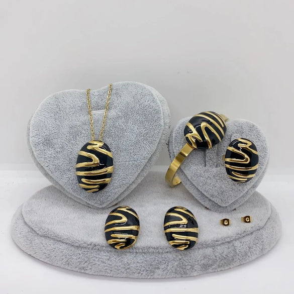 Wholesale Jewelry Casual Hip-Hop Vintage Style Flower 304 Stainless Steel Zircon 18K Gold Plated Inlay Jewelry Set