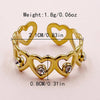 Wholesale Jewelry Casual Korean Style IG Style Heart Shape 304 Stainless Steel Zircon 14K Gold Plated Plating Hollow Out Inlay Open Rings