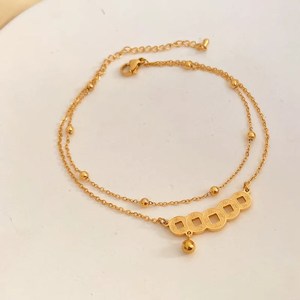 Wholesale Jewelry Casual Lady Simple Style Heart Shape Titanium Steel Gem Inlay Anklet