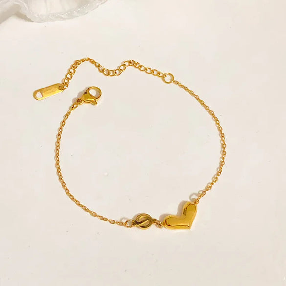 Wholesale Jewelry Casual Lady Simple Style Heart Shape Titanium Steel Gem Inlay Anklet