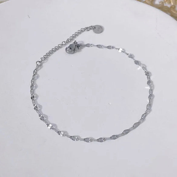 Wholesale Jewelry Casual Lady Simple Style Heart Shape Titanium Steel Gem Inlay Anklet