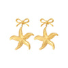 Wholesale Jewelry Casual Marine Style Beach Starfish Bow Knot 304 Stainless Steel 316 Stainless Steel  18K Gold Plated Earrings Necklace