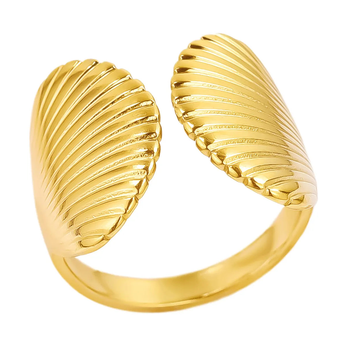 Wholesale Jewelry Casual Marine Style Scallop 304 Stainless Steel 18K Gold Plated Polishing Open Rings