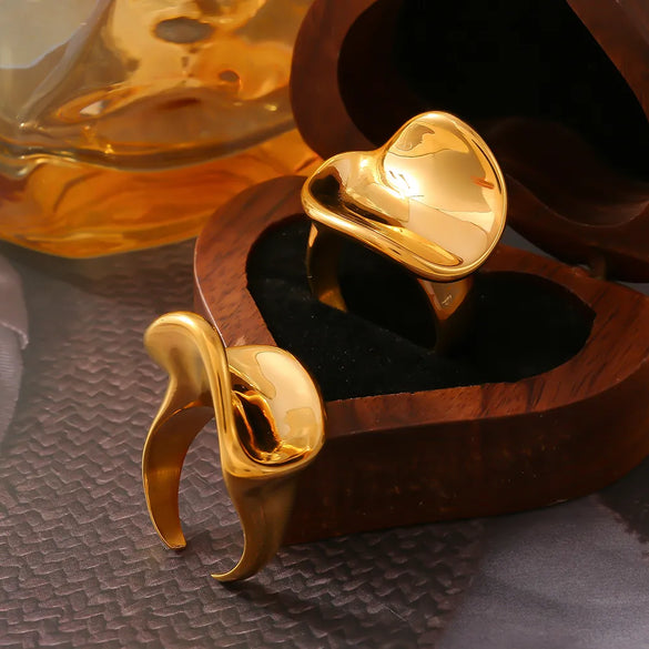 Wholesale Jewelry Casual Modern Style Geometric 304 Stainless Steel 18K Gold Plated Plating Open Rings