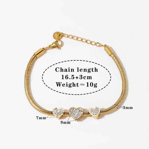 Wholesale Jewelry Casual Modern Style Heart Shape 304 Stainless Steel Zircon 16K Gold Plated White Gold Plated Gold Plated Inlay Bracelets Necklace