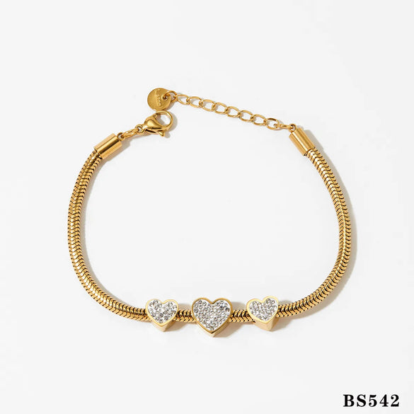 Wholesale Jewelry Casual Modern Style Heart Shape 304 Stainless Steel Zircon 16K Gold Plated White Gold Plated Gold Plated Inlay Bracelets Necklace