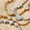 Wholesale Jewelry Casual Modern Style Heart Shape 304 Stainless Steel Zircon 16K Gold Plated White Gold Plated Gold Plated Inlay Bracelets Necklace