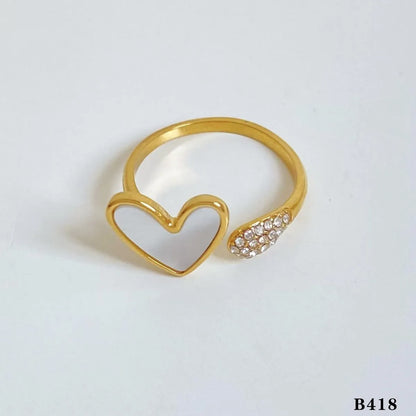 Wholesale Jewelry Casual Modern Style Heart Shape Bow Knot 304 Stainless Steel Shell Diamond 16K Gold Plated White Gold Plated Gold Plated Inlay Open Rings