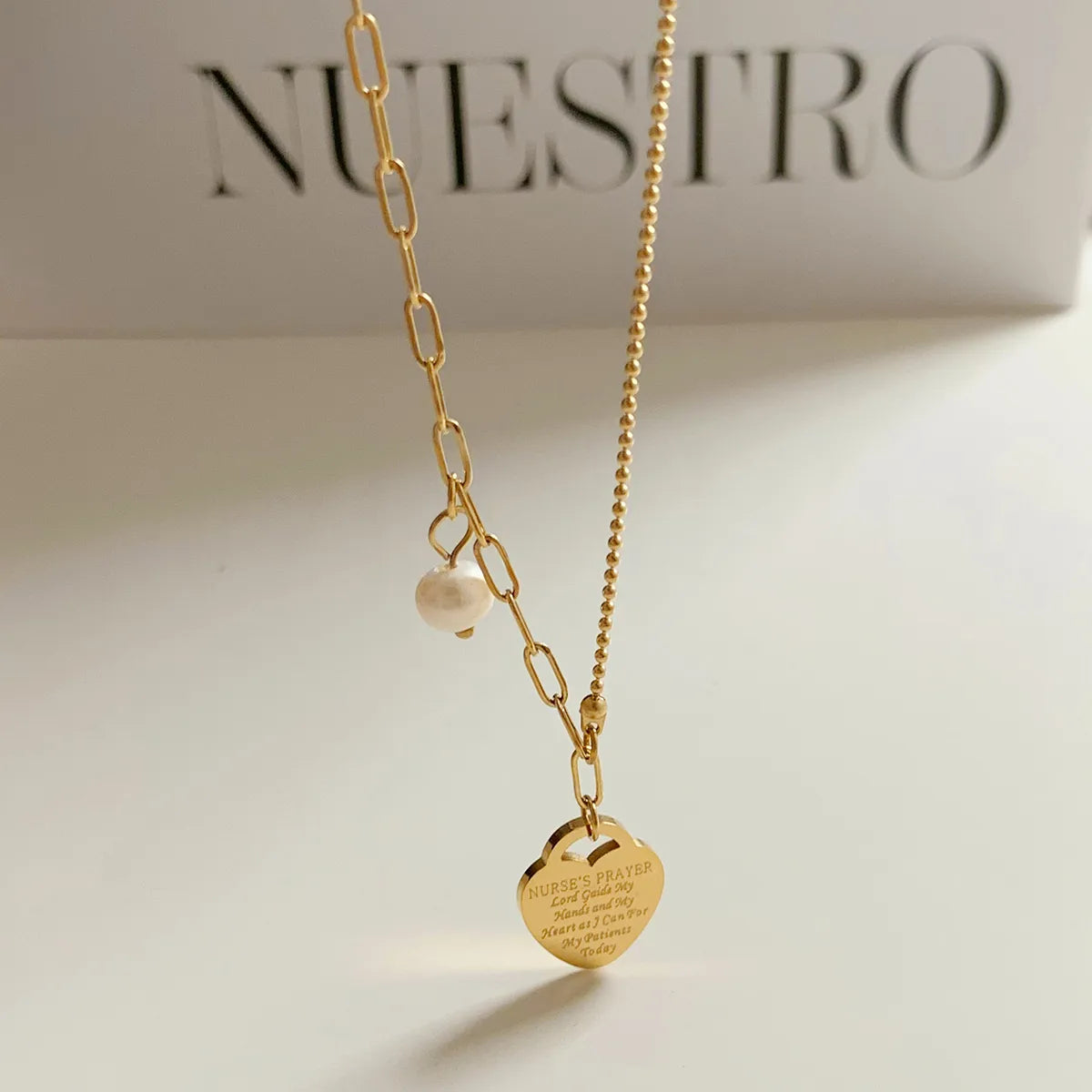 Wholesale Jewelry Casual Modern Style Letter Heart Shape 304 Stainless Steel 16K Gold Plated White Gold Plated Gold Plated Plating Pendant Necklace