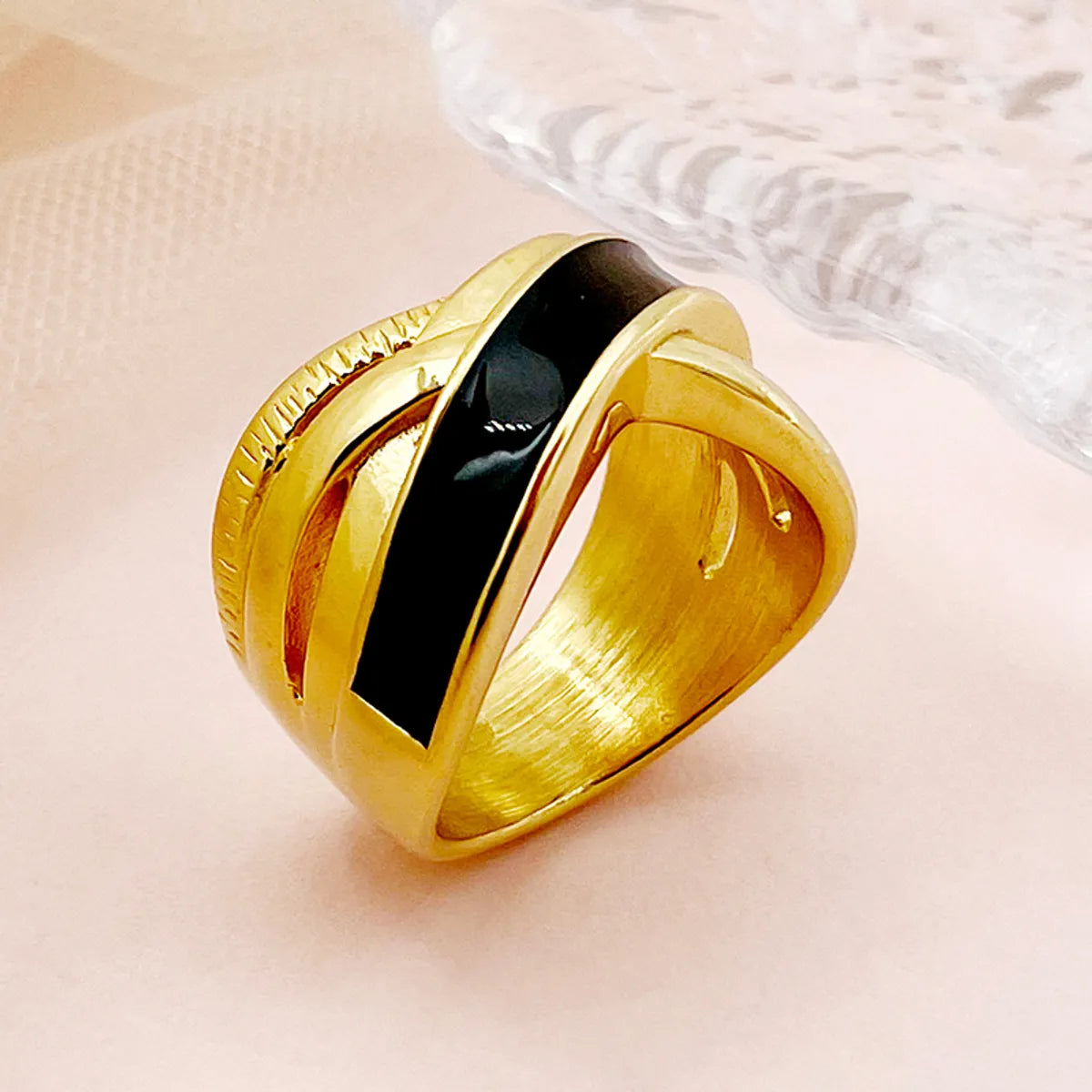 Wholesale Jewelry Casual Modern Style Roman Style Geometric Heart Shape 304 Stainless Steel Zircon 14K Gold Plated Enamel Plating Inlay Rings