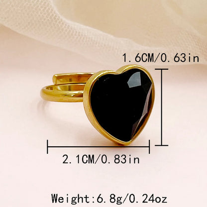 Wholesale Jewelry Casual Modern Style Roman Style Geometric Heart Shape 304 Stainless Steel Zircon 14K Gold Plated Enamel Plating Inlay Rings