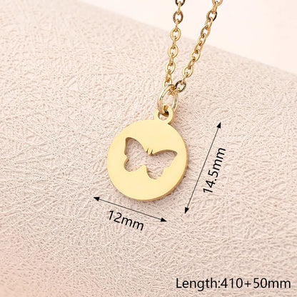 Wholesale Jewelry Casual Modern Style Simple Style Animal Snake Butterfly 304 Stainless Steel Gold Plated Polishing Plating Pendant Necklace