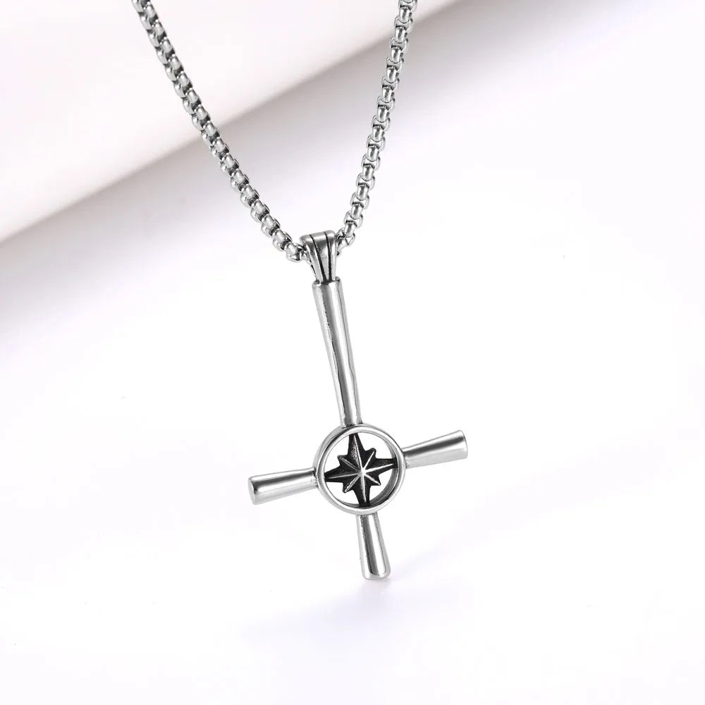 Wholesale Jewelry Casual Modern Style Simple Style Cross 304 Stainless Steel Zircon 18K Gold Plated Polishing Hollow Out Inlay Pendant Necklace