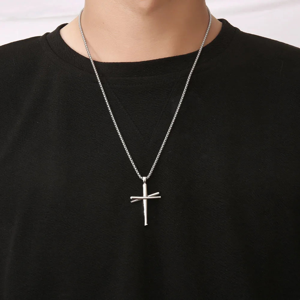 Wholesale Jewelry Casual Modern Style Simple Style Cross 304 Stainless Steel Zircon 18K Gold Plated Polishing Hollow Out Inlay Pendant Necklace