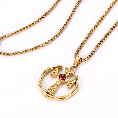 Wholesale Jewelry Casual Modern Style Simple Style Cross 304 Stainless Steel Zircon 18K Gold Plated Polishing Hollow Out Inlay Pendant Necklace