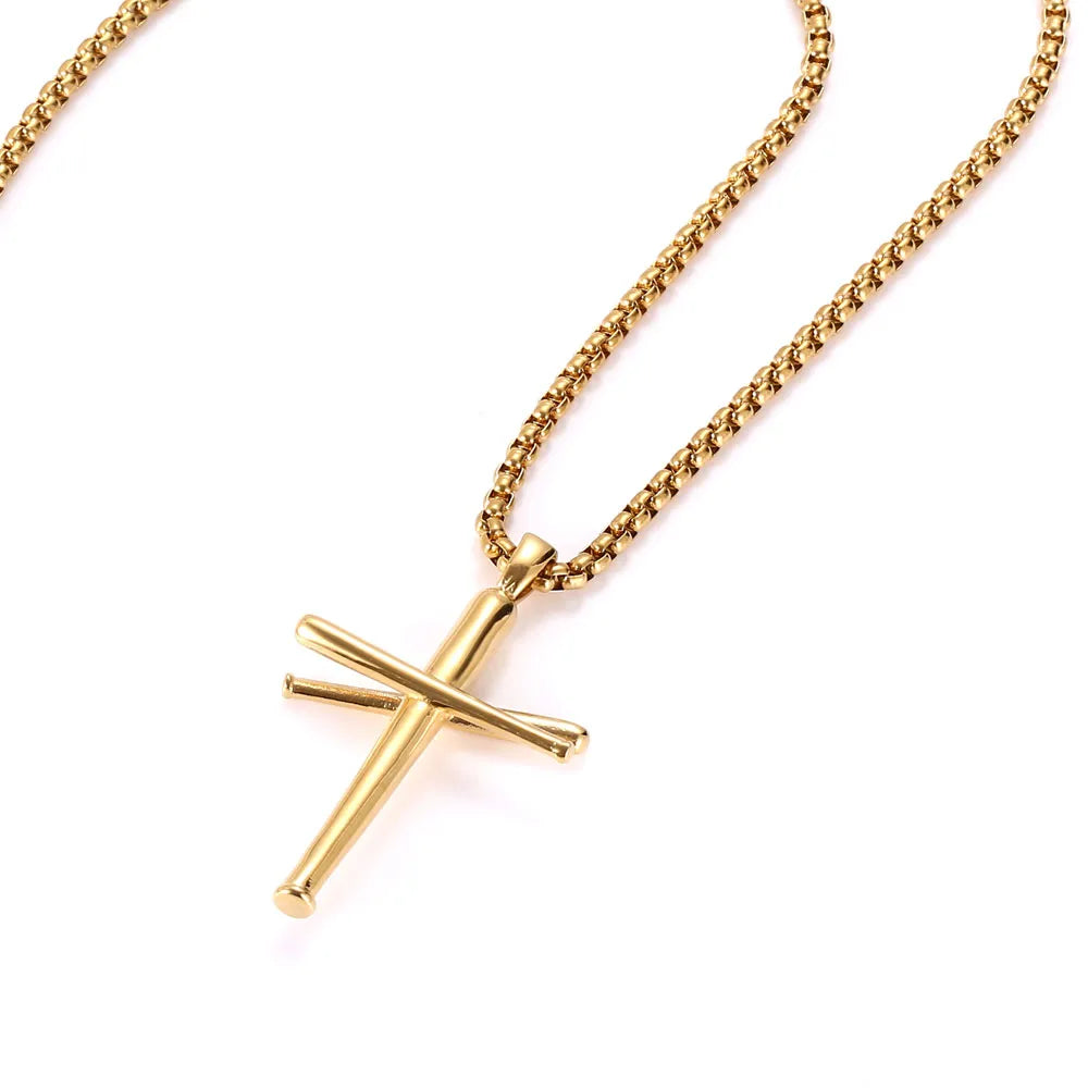 Wholesale Jewelry Casual Modern Style Simple Style Cross 304 Stainless Steel Zircon 18K Gold Plated Polishing Hollow Out Inlay Pendant Necklace