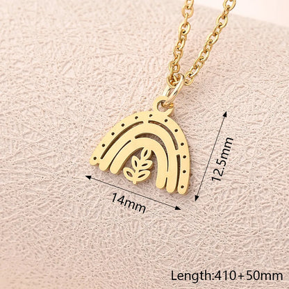 Wholesale Jewelry Casual Modern Style Simple Style Letter Heart Shape Feather 304 Stainless Steel Gold Plated Polishing Plating Pendant Necklace