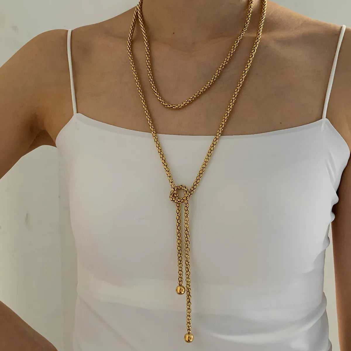 Wholesale Jewelry Casual Modern Style Solid Color 304 Stainless Steel 16K Gold Plated White Gold Plated Gold Plated Plating Necklace