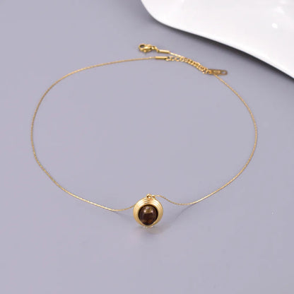 Wholesale Jewelry Casual Pastoral Oval 304 Stainless Steel Titanium Steel 18K Gold Plated Pendant Necklace