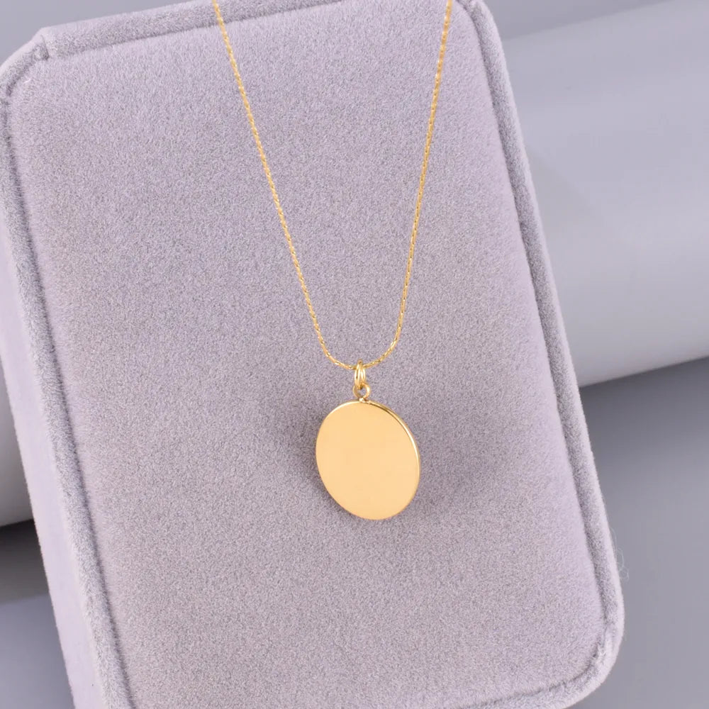 Wholesale Jewelry Casual Pastoral Oval 304 Stainless Steel Titanium Steel 18K Gold Plated Pendant Necklace