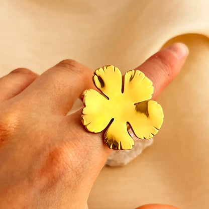 Wholesale Jewelry Casual Retro Simple Style Flower 304 Stainless Steel 18K Gold Plated Open Rings