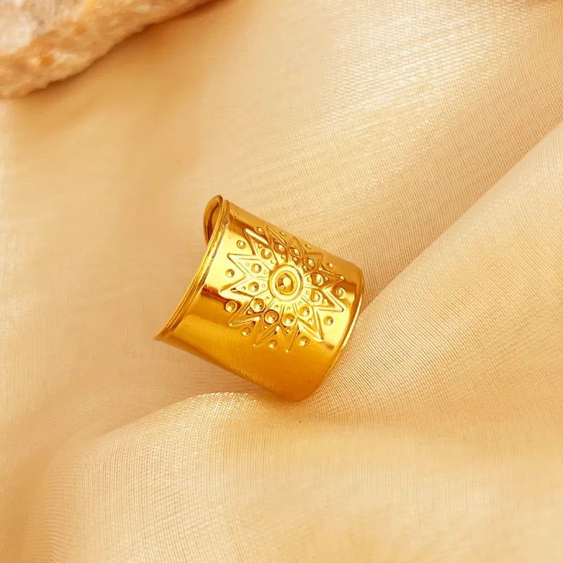 Wholesale Jewelry Casual Retro Simple Style Geometric 304 Stainless Steel 18K Gold Plated Open Rings