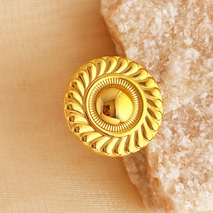 Wholesale Jewelry Casual Retro Simple Style Geometric 304 Stainless Steel 18K Gold Plated Plating Hollow Out Open Rings