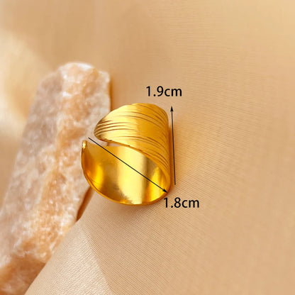 Wholesale Jewelry Casual Retro Simple Style Geometric 304 Stainless Steel 18K Gold Plated Plating Hollow Out Open Rings