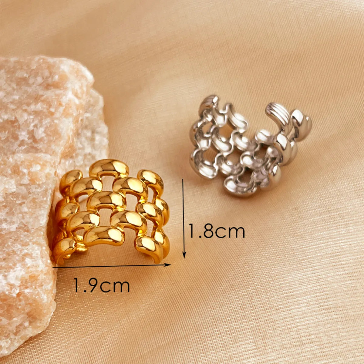 Wholesale Jewelry Casual Retro Simple Style Round 201 Stainless Steel 18K Gold Plated Plating Adjustable Ring