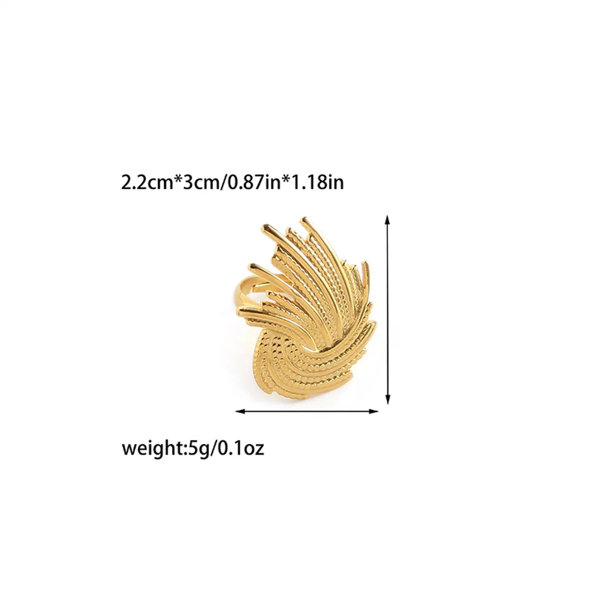 Wholesale Jewelry Casual Retro Sun Swirl Pattern Butterfly 304 Stainless Steel 14K Gold Plated Open Rings