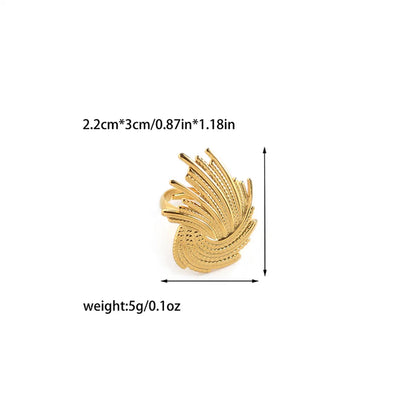 Wholesale Jewelry Casual Retro Sun Swirl Pattern Butterfly 304 Stainless Steel 14K Gold Plated Open Rings