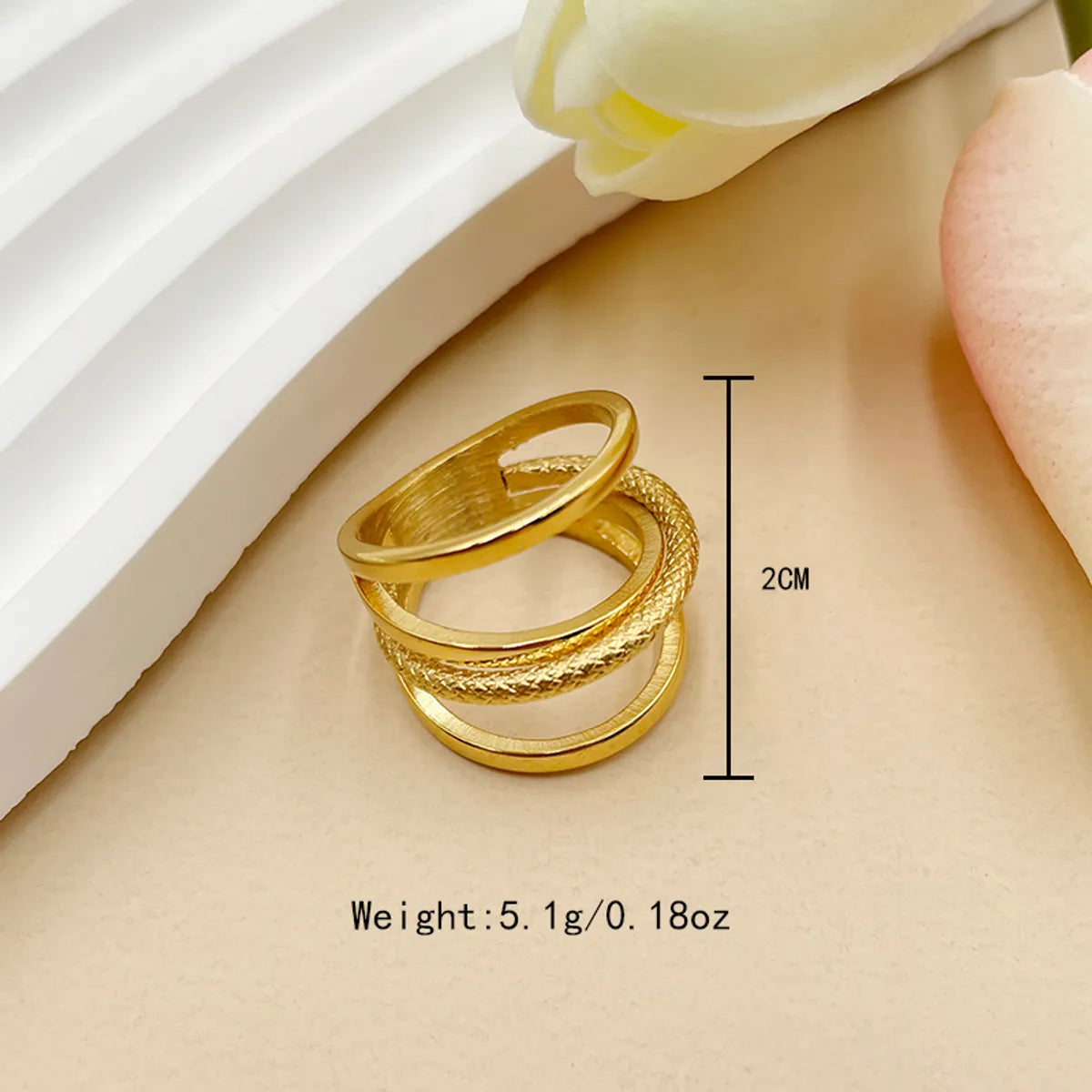 Wholesale Jewelry Casual Roman Style Irregular Lines 304 Stainless Steel 14K Gold Plated Layered Plating Rings