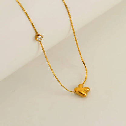 Wholesale Jewelry Casual Romantic Letter 304 Stainless Steel Zircon 18K Gold Plated Inlay Necklace