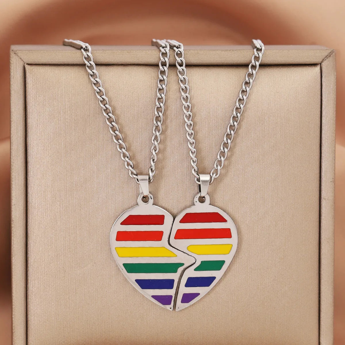 Wholesale Jewelry Casual Romantic Simple Style Round Heart Shape Rectangle 304 Stainless Steel Alloy Chain Pendant Necklace