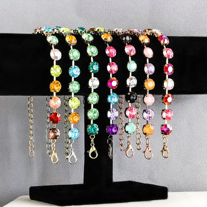 Casual Shiny Geometric Alloy Inlay Artificial Gemstones Women'S Bracelets