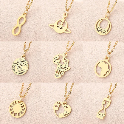 Wholesale Jewelry Casual Simple Style Animal Map Heart Shape 304 Stainless Steel Gold Plated Polishing Necklace