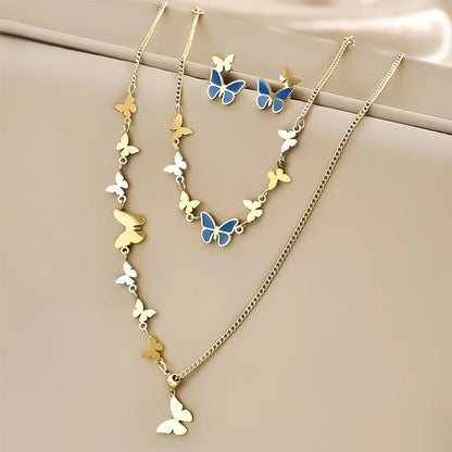 Wholesale Jewelry Casual Simple Style Butterfly Titanium Steel Jewelry Set