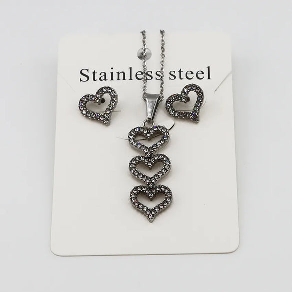 Wholesale Jewelry Casual Simple Style Classic Style Heart Shape 304 Stainless Steel Gold Plated Jewelry Set